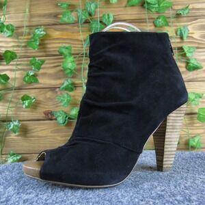 Seychelles‎ Black Suede Peep Toe High Heel Ankle Booties Women's Shoes 8.5